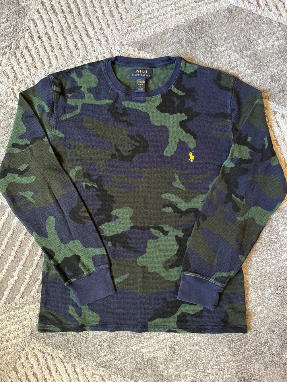 Polo Ralph Lauren Camo Print Waffle Shirt - Men’s Size M